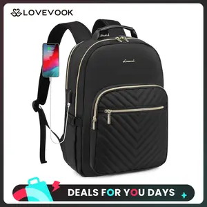 LOVEVOOK Laptop Backpack with USB Port,Quilted Casual Work Bags for Women with Laptop Compartment, Daypack College Business Teacher Computer Bag Travel Bags Laptop bag Carry on Backpack