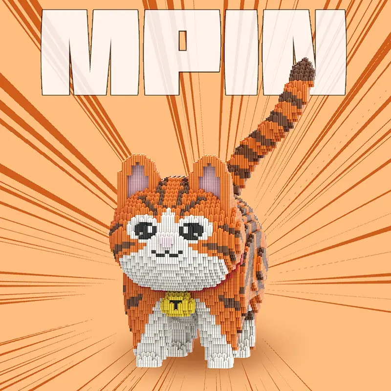 6500 Pieces Cat Series Collectible Building Blocks, 28cm Tall Creative Cat Model, Unisex Toy Gift, Home Decor Decoration, M7104 Model, Building Block Set
