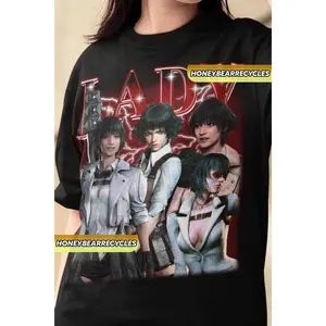 [SALE OFF 25%] Unisex Lady Devil May Cry Hunter DMC DMC3 Retro Gaming Bootleg T-Shirt, Japanese Videogame Waifu Shirt