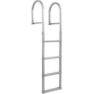 【GARVEE】4-Step Removable Dock Ladder, 500LB Heavy-Duty Aluminum Boat Ladder with Non-Slip Treads & Quick-Release Buckles, Saltwater-Proof Design for Pontoon, Pool, Lake, Marine Use