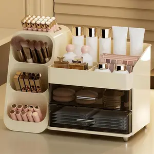 Makeup Organizer with Drawers, Large Capacity  Display Case for Vanity, Countertop Storage Organizer for Office Bathroom, Beauty and Skincare Holder for Lipstick Brush Eyeshadow