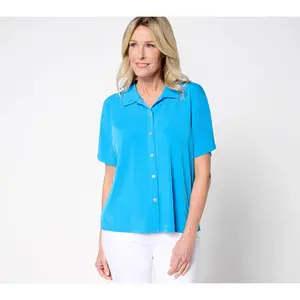 Susan Graver Every Day Liquid Knit Dolman Sleeve Camp Shirt