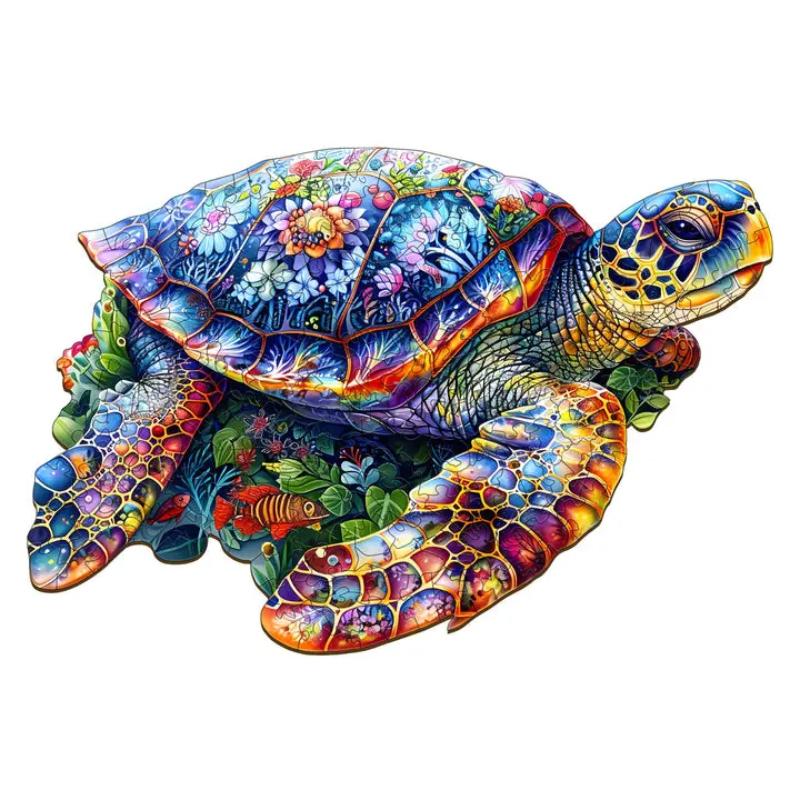Unique Turtle Wooden Jigsaw Puzzle, Mind Games for Children Development, Memory Training and Observation Toy