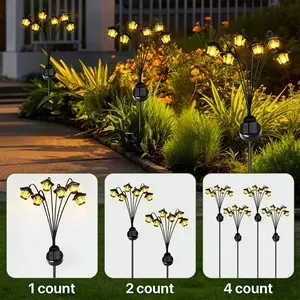 Solar Hexagonal Lantern Outdoor Stake Light, 6-Head LED Landscape Lamp, Ideal for Courtyard, Villa, Lawn, Garden Decorations, Garden Lighting, Decorative Garden Lights