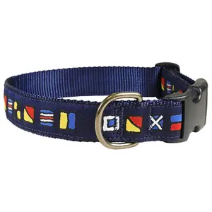 1.25” Ribbon Dog Collar – 5 o' Clock Nautical Flags