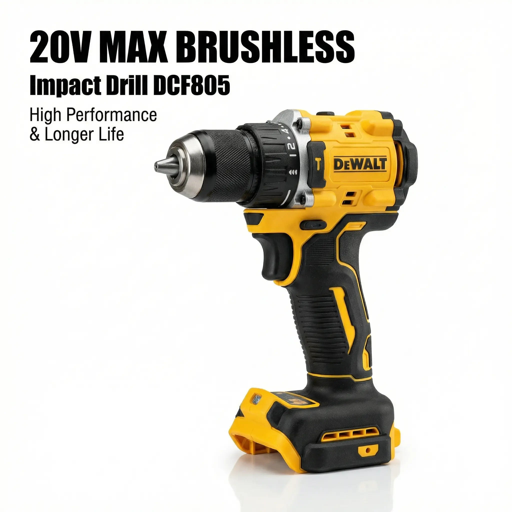 DEWALT DCD805 20V MAX XR Brushless Cordless Hammer Drill Kit - 10mm Chuck, 60N.m Torque, 2-Speed (0-650/0-2000RPM), 6.0Ah Battery & Charger - Brushless Impact Drill for Wood, Metal, Masonry Drilling, Home Renovation, Cordless Drill