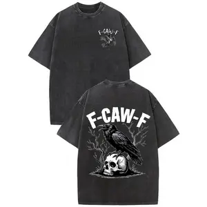 F-Caw-F Raven Skull Hoodie Casual Long Sleeve Pullover for Fall Winter Unisex Cotton Hoodie with Spooky Halloween Print Apparel Made In The USA
