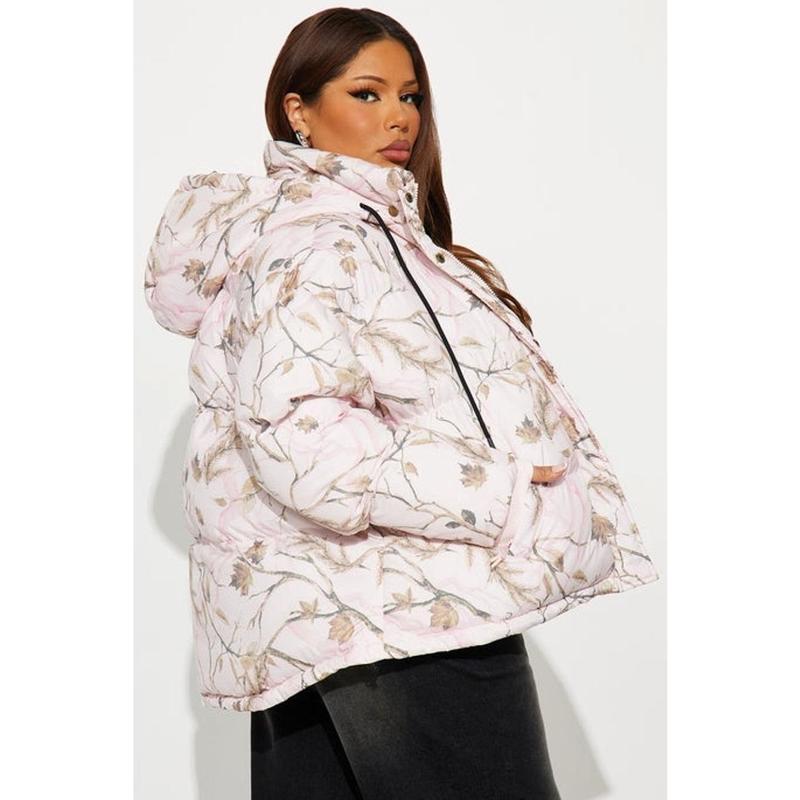 Ski Views Tree Camo Puffer Jacket - Pink/combo M