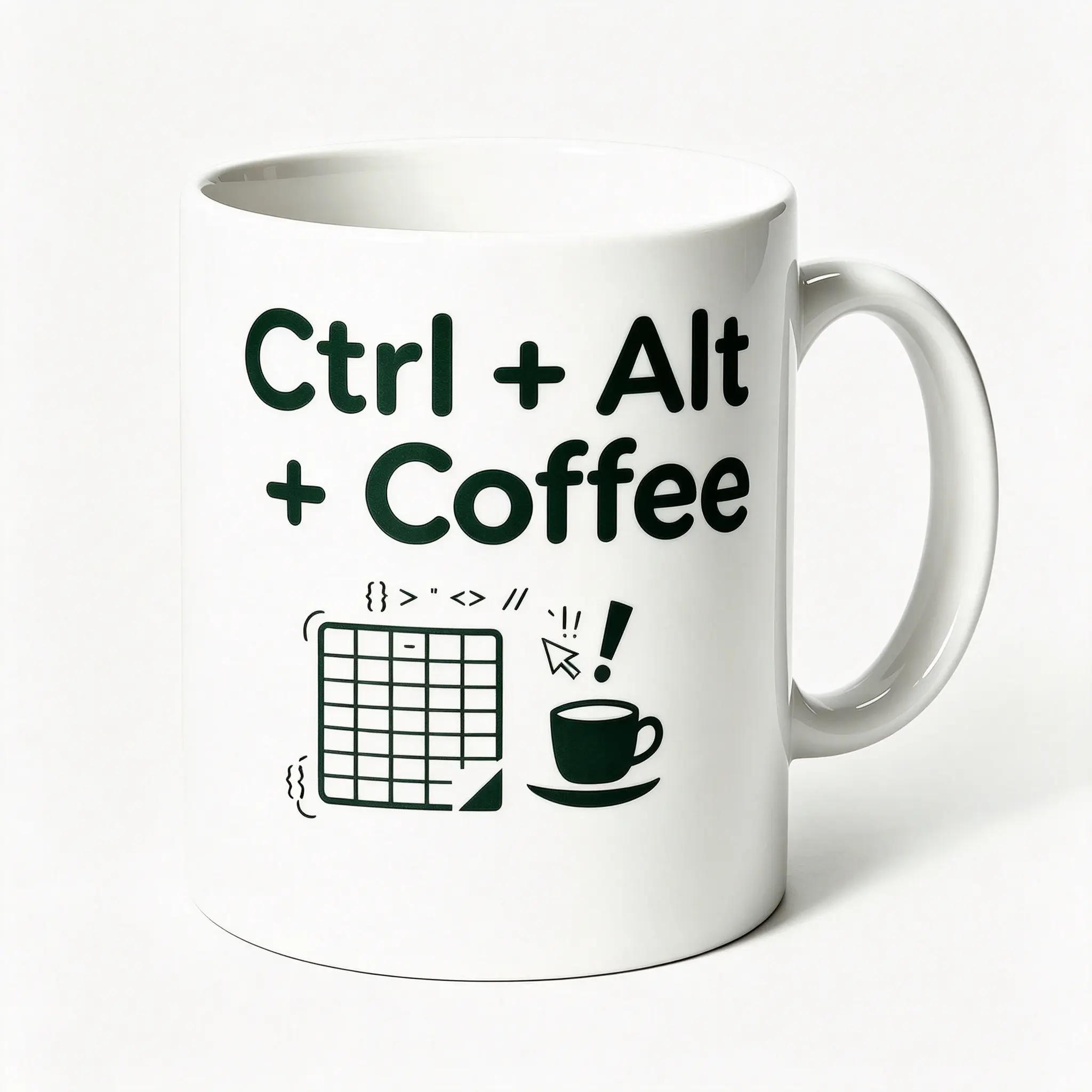 Minimalist Shortcut Coding Mug, Funny Developer Quote Ceramic Cup & IT Office Decor Drinkware — ideal for home desk workstations and tech birthday gatherings on Father's Day