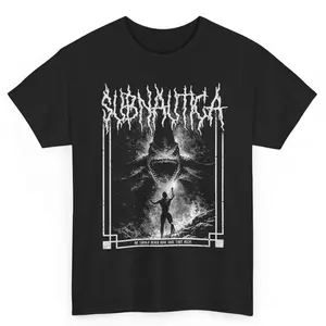 Subnautica Deep Sea Leviathan Graphic Tee, Ocean Survival Game Printed Short Sleeve Top, Loose Casual Streetwear Unisex Daily Outdoor Fashion Apparel
