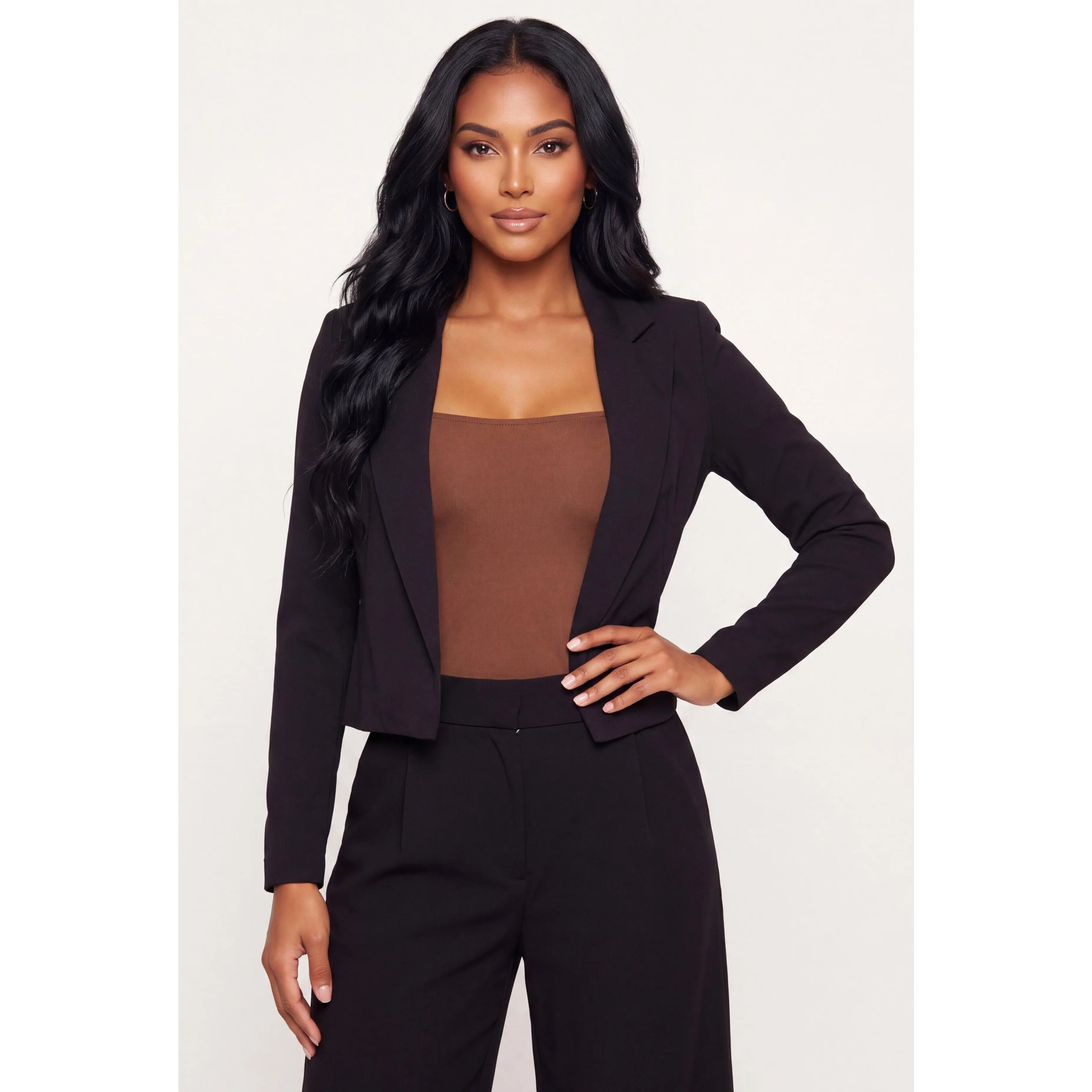 Crepe Knit Open Front Blazer