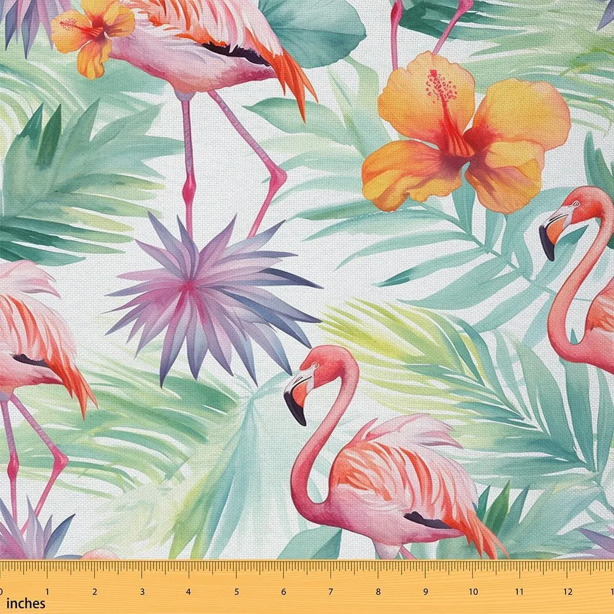 Flamingo Fabric,Pink Bird Animal Soft Flannel Polyester No Stretch Sewing,Tropical Plant Leaves Waterproof Fabric Soft Flannel Polyester No Stretch and Home DIY Projects