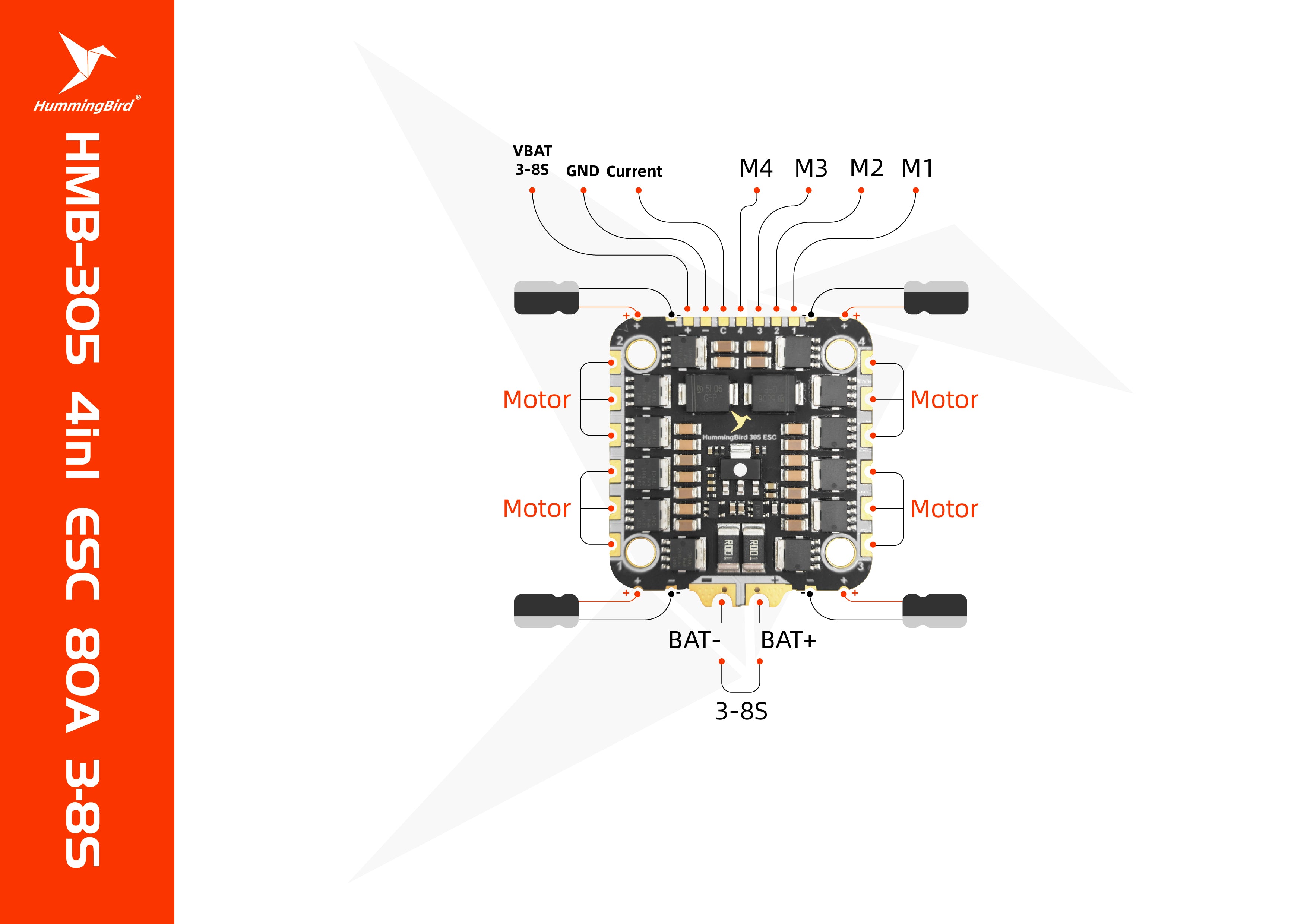 Hummingbird 305 Flight Stack – F722 FC with Built-in ELRS + 80A 4in1 ESC