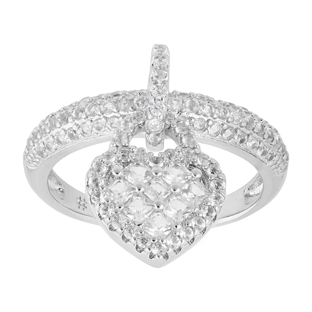 JTV White Lab Created Sapphire Rhodium Plated Ring 1.35ctw