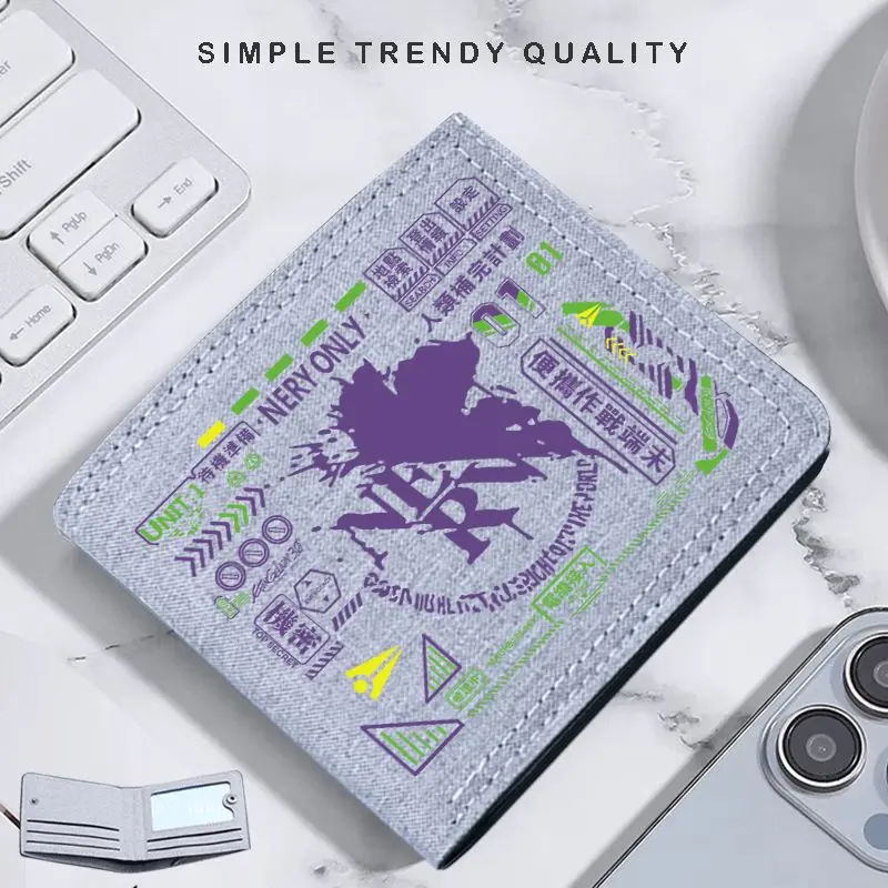 New Century Evangelion canvas short multi  wallet, EVA multi - functional driver's license card holder, multi - layer money wallet