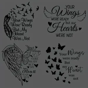 6-Piece Memorial DIY Heat Transfer DTF Transfer Stickers, Art, Washable, Iron-on Designs, No-Iron Appliques for T-Shirts, Masks, Jeans, Backpacks