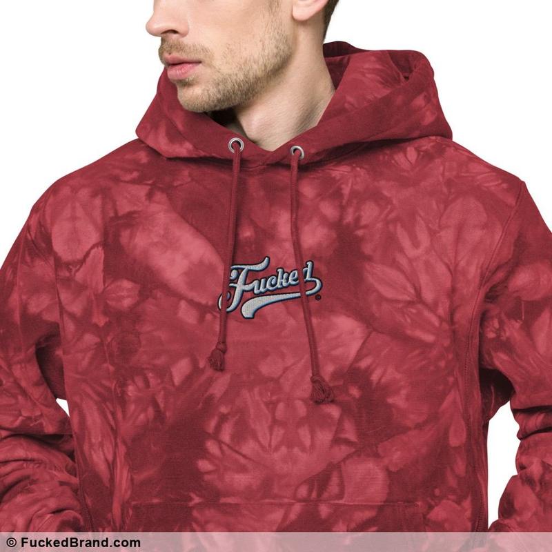 Essential: Fucked Unisex Champion Tie-Dye Hoodie (Embroidered, Standard Size on Center Chest)