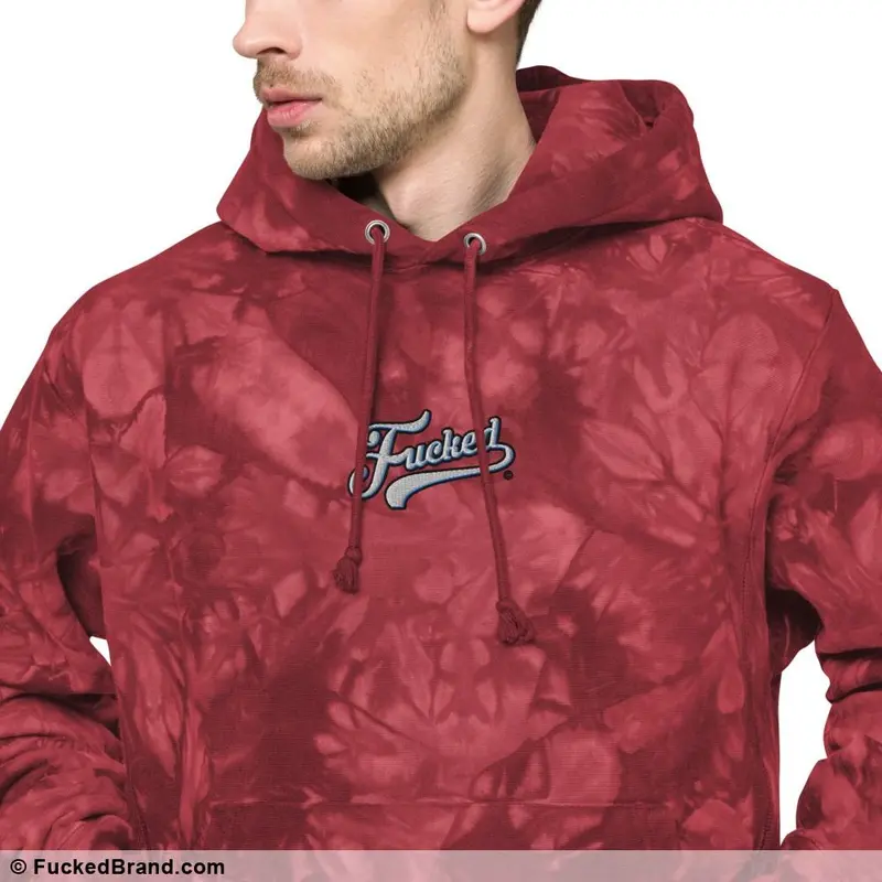Essential: Fucked Unisex Champion Tie-Dye Hoodie (Embroidered, Standard Size on Center Chest)