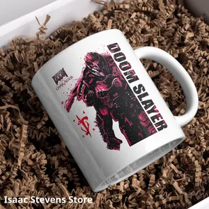 Doom Slayer Mug Doom The Dark Ages Coffee Mug Gamer Gift FPS Game Cup 11oz 15oz Gaming Mug Doom Fan Gift Video Game Lover Present Birthday Gift for Him Cool Gaming Desk Accessories
