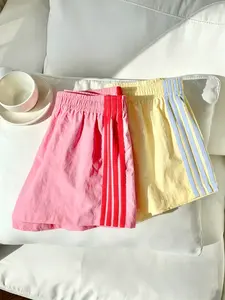 2-Pack Women's Elastic Waist Striped Loose-Fit Casual Gym Shorts, Return-To-School Season, Comfortable and Stylish