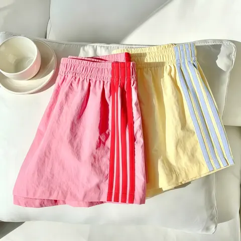 2-Pack Women's Comfortable and Stylish Elastic Waist Striped Loose-Fit Casual Gym Shorts, Back-To-School Season, Casual Athleisure Shorts, Summer Athletic Shorts