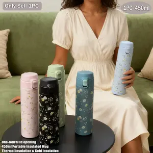 450ML Stainless Steel Insulated Cup, Dual Layer Thermos Bottle, Leak-Proof, Ideal for Outdoor, Home, Office, Gift for Holidays, Insulated Water Bottles