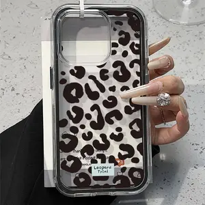 2 in 1 Candy Color Leopard Phone Case For iPhone 16 Pro Max 13 11 17 15 14 12 17 Air 17promax Soft TPU Transparent Funda Cover