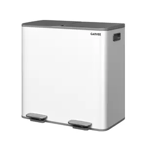 Modern Stainless Steel Kitchen Trash Can – 2 Compartments (2 x 10.6 Gallon / 2 x 40L), Step-On Garbage & Recycling Bin with Soft-Close Lid, Fingerprint Resistant, Odor Control