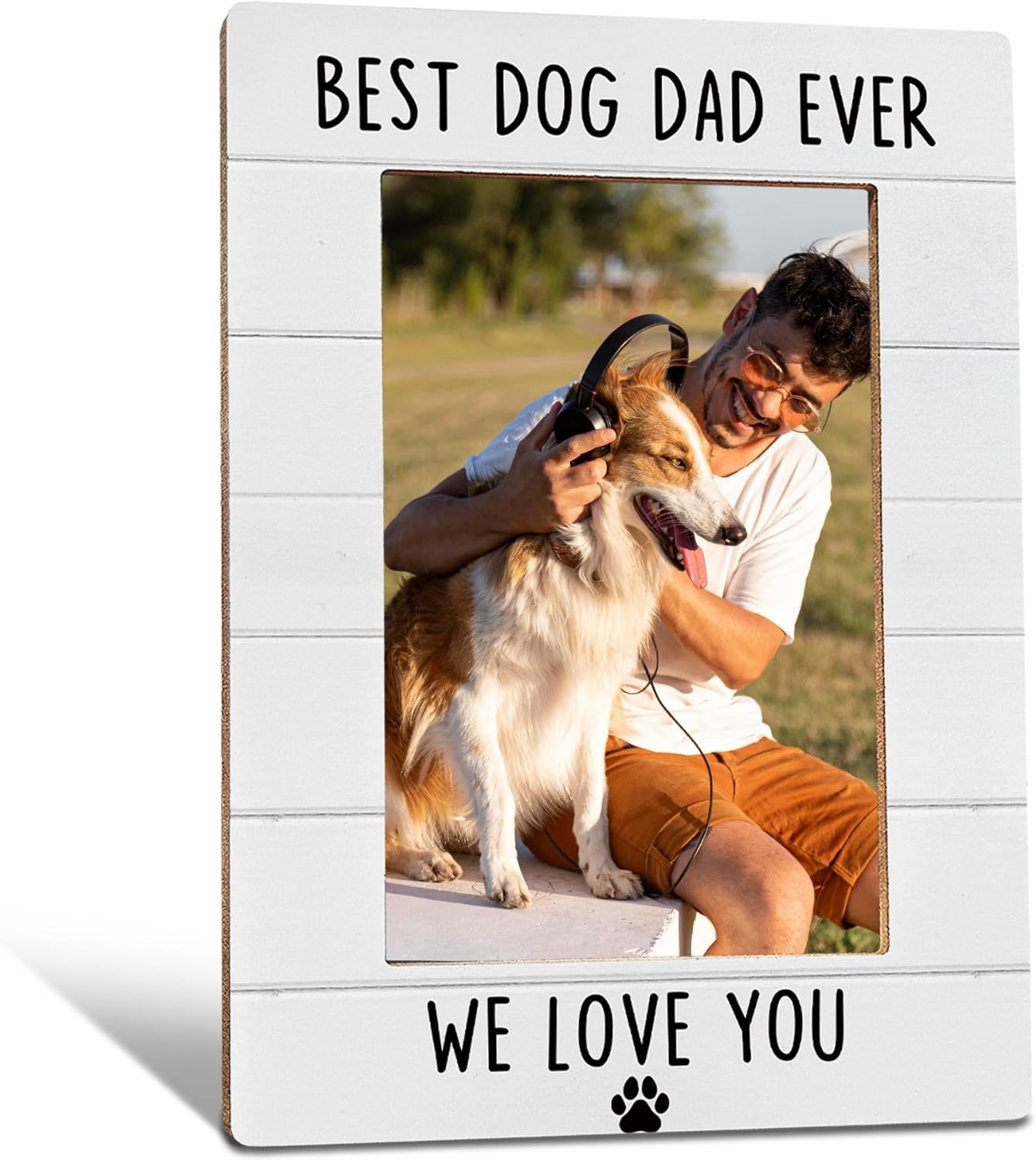 Dog Dad Picture Frame 4x6 – Father’s Day Gifts for Dog Dad, Wooden Pet Lover Photo Frame for Desk/Table, Unique Dog Father Gifts from Pet Lovers, Home Office Decor Picture Frame