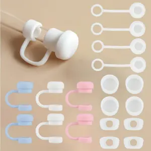 Leak Proof Silicone Straw Cover Set Durable, Reusable Washable Straw Caps, BPA Free, Includes Square and Round Caps, Secure Seal Dustproof Straw Lids Tumblers Perfect for Travel Home Use