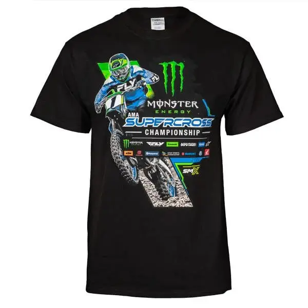 Vintage Supercross Monster text Dirt Bike Racing 2026 Graphic Shirt Off-Road Motorbike Enthusiast Heavyweight Cotton Tee
