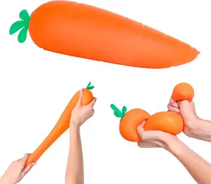 Soft carrots, 5 inches (14 cm) long, soft vegetables, stress-relieving toy, suitable for children, teenagers and adults as a sensory enjoyment toy, gift. Soft fun toy, office stress-relieving toy.