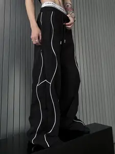 Unisex Y2K street style: parachute pants, loose athletic joggers, hip-hop workout pants with an elastic waistband and drawstring; side contrast piping design—perfect for everyday outings and street gatherings, a perfect gift for a boyfriend or husband.