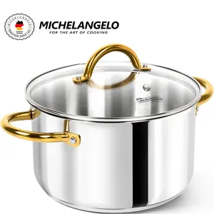 MICHELANGELO Stainless Steel Pot - 6 Quart Stock Pot with Lid, Soup Pot Induction Compatible, Cooking Pot with Riveted Handle, Oven & Dishwasher Safe