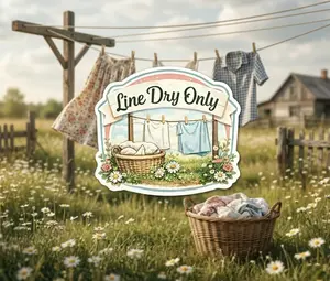 Line Dry Only Laundry Sticker | Kiss-Cut Sticker