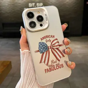 American Flag Bow Phone Case for iPhone 17 16 15 14 13 12 11 PRO MAX PLUS,AIR and iPhone XR XS MAX 7 8Plus 16E SE Fashionable Style Protective Lightweight HighQuality ScratchResistant Durable Trendy Gift Bestseller New Arrival Instagramworthy Case