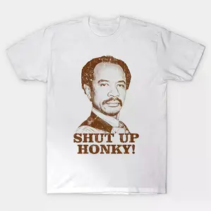 Halloween Vintage Portrait T Shirt Featuring Bold Shut Up Honky Text Design