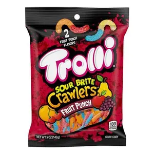 Trolli Sour Brite Crawlers 5 oz - Candy, Fruit Punch, Sweet and Sour, Gummy Worms - Original Packaging
