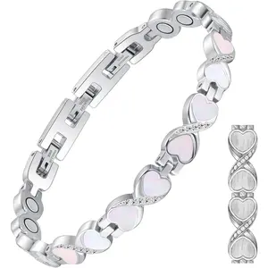 Feraco Magnetic Bracelets for Women with 3800 Gauss Effective Magnets, Stainless Steel Bracelet with Sparkling Zirconia, Infinite Symbol,perfect date night gift,relief  bracelet,charm bracelets,cardi  b  bracelet,mystery jewlery girl