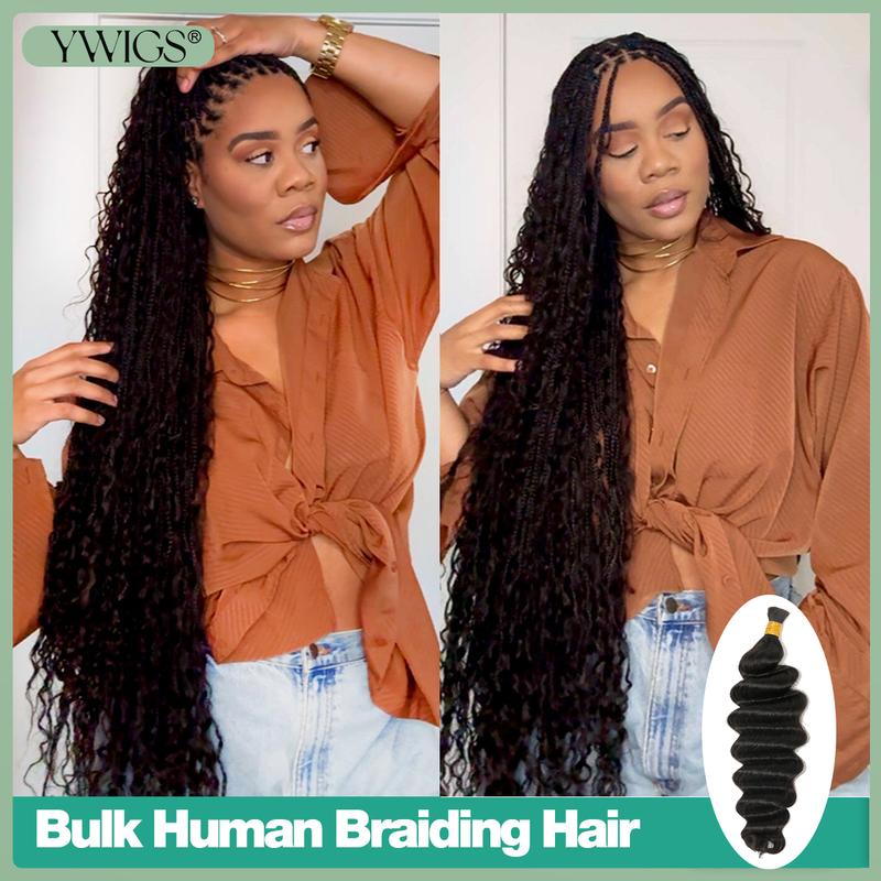 [YWIGS] Bulk Human Hair for Braiding No Wefted Natural Color - Human Hair for Boho Braids TikTokShopJumpstartSale