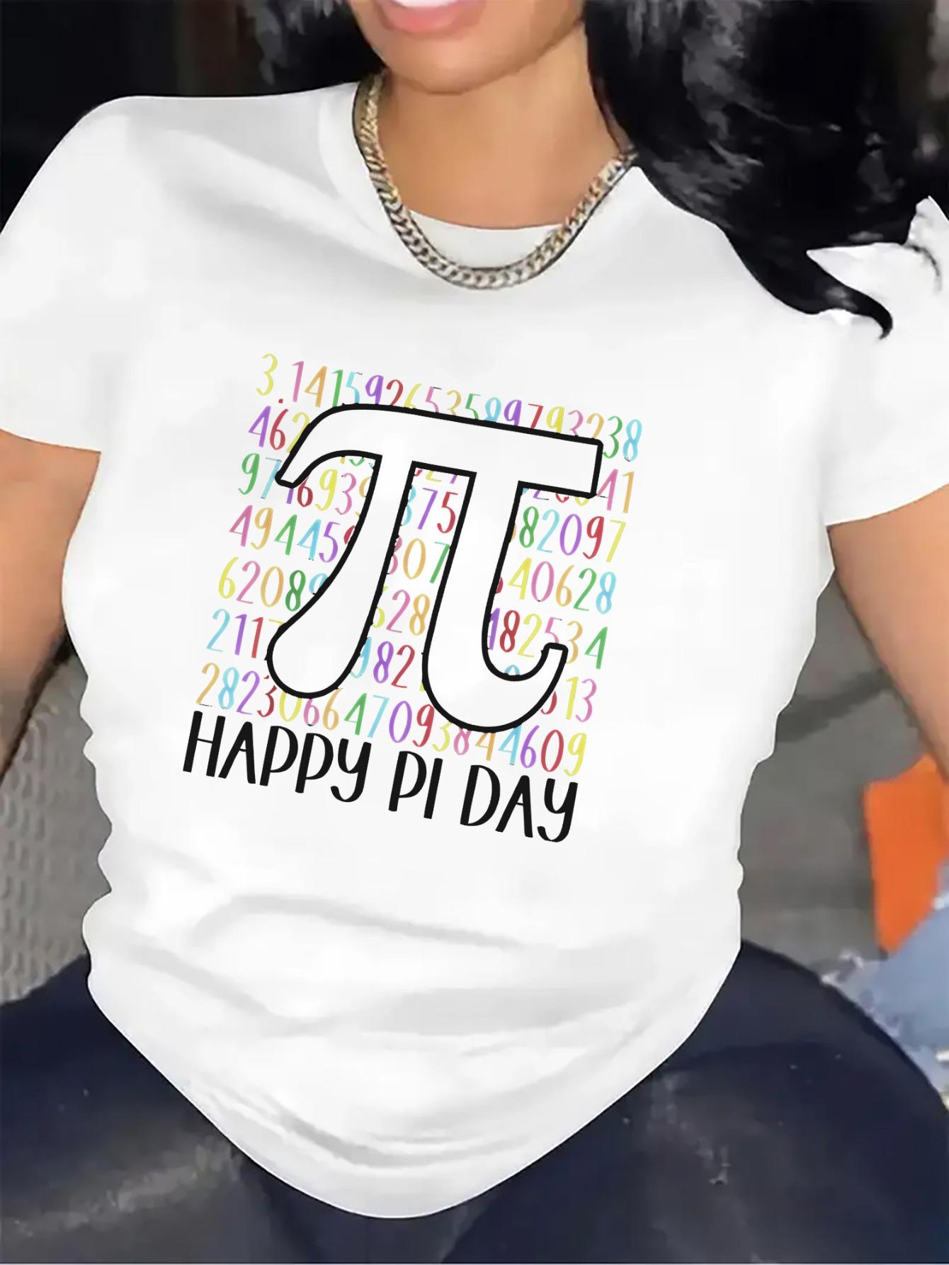 T-Shirt For Pi Day Celebration |   Lightweight Durable Fabric, Ideal For Events, Festive Design With Colorful Numbers, Comfortable Fit For Daily Wear, Perfect Gift For Math Enthusiasts, Casual Style For Home Or Outdoor Activities, Crew Neck