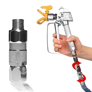 1/4-Inch Stainless Steel 360° Rotating Swivel Joint, High Pressure Airless Spray Gun Hose Connector for Paint Sprayers