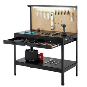 VEVOR Workbench 242.5 lbs 47.2-inch Heavy Duty Workbench with Pegboard Outlets