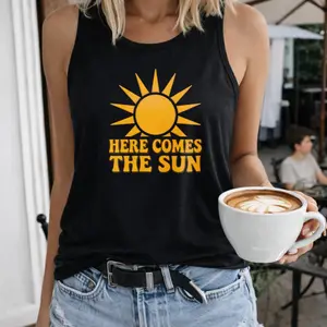Women Sun Graphic Tank Top Summer Sleeveless Casual Loose Fit Womenswear Bridal Tanktop
