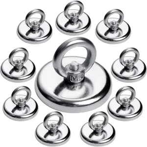 100 LBS   Hooks, 10 Pack  Hooks Rare Earth Neodymium Fishing  with Countersunk Hole Eyebolt, Heavy Duty  Hooks for Cruise, , Workplace, Garage, and Kitchen
