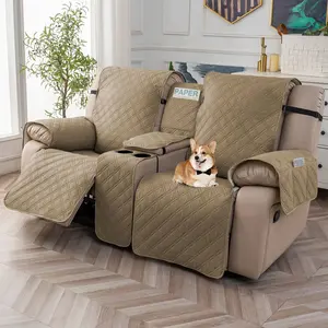 Loveseat Recliner Cover with Console, Modern Upholstered Chair Slipcovers, Non-Slip Couch Cover, Split Furniture Protector for Pets