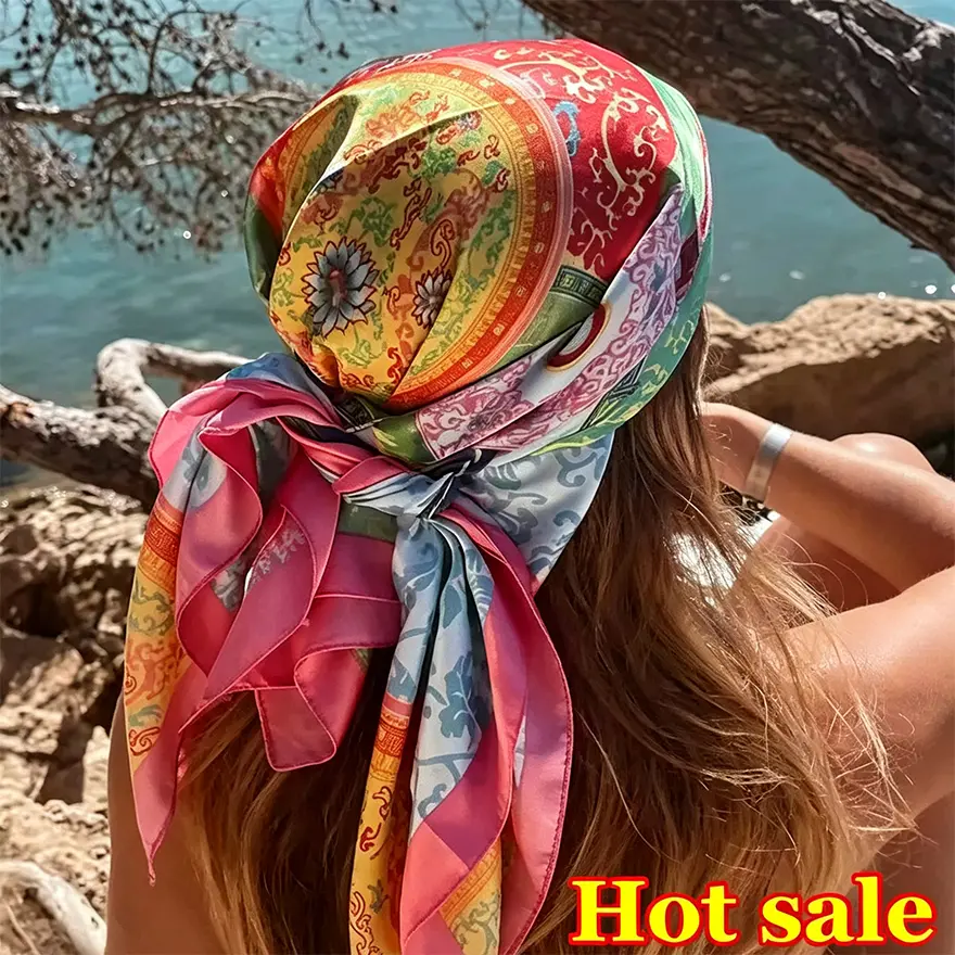 Satin Head Scarf for Women Silk Like Hair Scarf, 35 x 35 in | Silk Feel Fabric, Hair Wrap for Sleeping, Headscarf and Neck Scarf, Square Bandana Style, Fashion Accessory