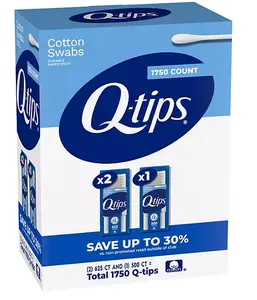 Q-tips Cotton Swabs, 625 ct., 2 pk. + 500 ct., 1 pk,1750 Count Total
