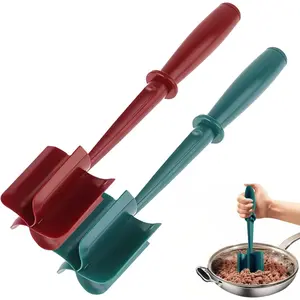 2Pcs Meat Chopper and Masher - Ground Beef Hamburger Smasher, Plastic Spatula, Kitchen Separator Tool for Food Potato Bean - Silicone Chop and Stir Meat Dicer