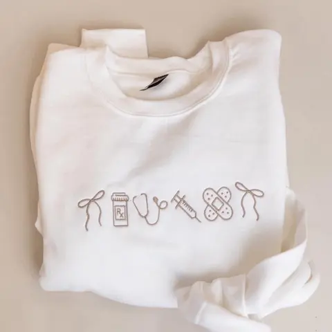 Nurse icon crewneck | nursing crewneck | neutral nurse, RN, BSN, aesthetic Comfort Pullover Casual Comfortable Sweatshirts
